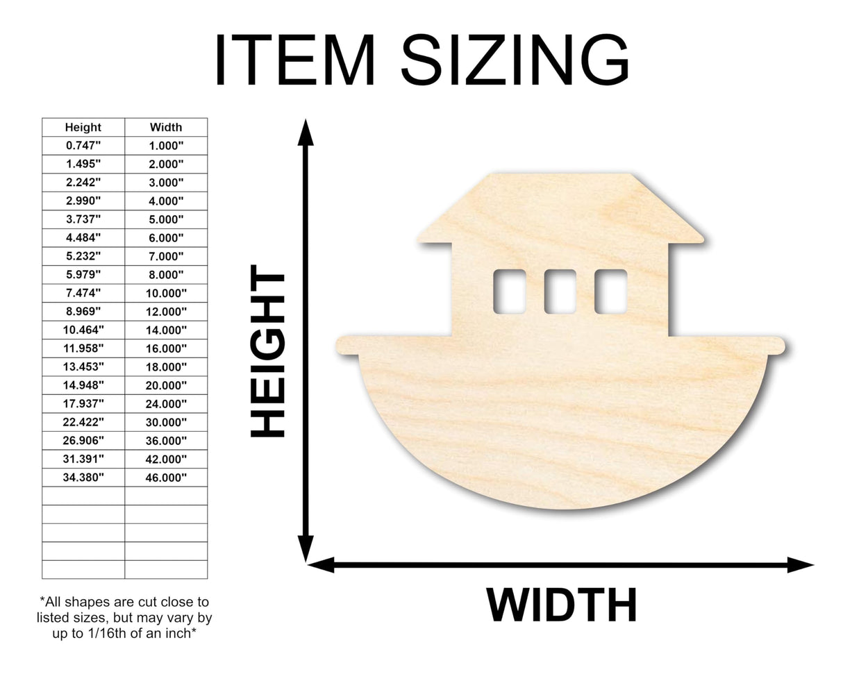 Unfinished Wood Noah's Ark with Windows Shape - Craft - up to 36" 10" / 1/8" 24 Hour Crafts