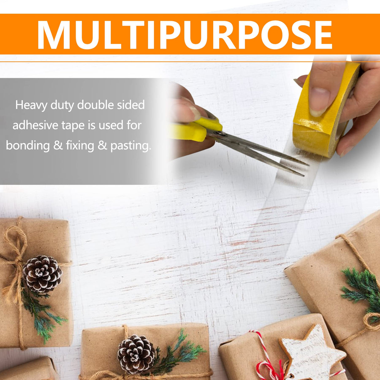 Birllaid Double Sided Tape Heavy Duty for Crafts,Thin Two Sided Tape with Removable Acrylic Clear Adhesive,Super Strong Tape 1Inch x 50 Feet for Arts Birllaid