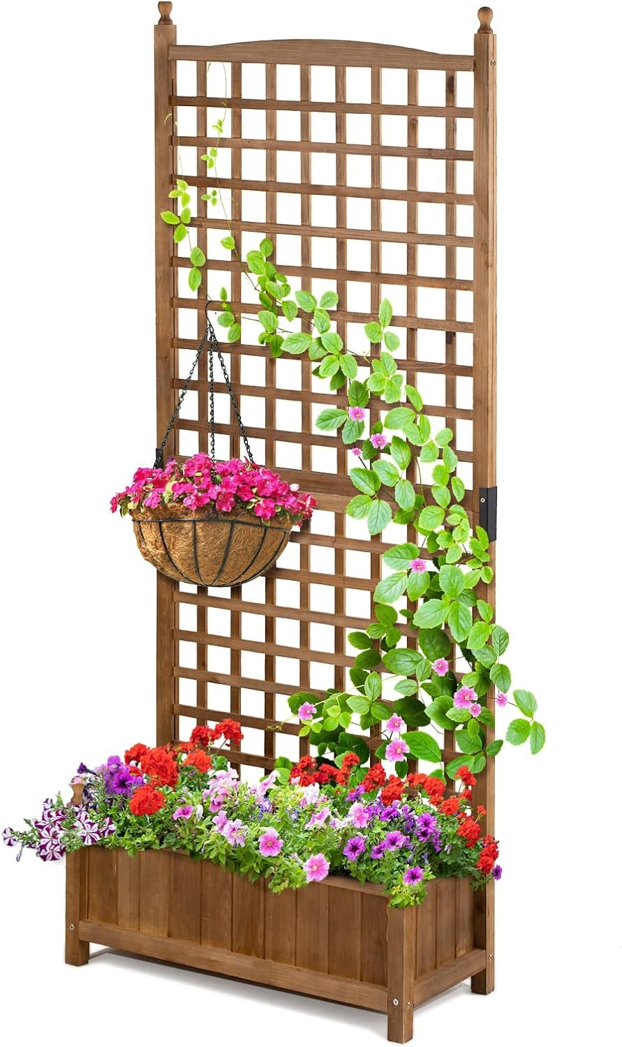 IDZO 71 Inches Height Raised Garden Bed with Trellis, Durable Oil Coated Planter with Trellis, Vertical Gardens Outdoors with Convenient Non Woven - WoodArtSupply