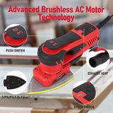 PioneerWorks Electric Detail Sander with 12 Sanding Paper, 350W Brushless Motor Mouse Sander, Powerful & Low Vibration, 10000 RPM, For Wood Working, PioneerWorks