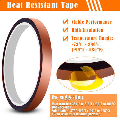 selizo Heat Tape High Temp Tape and Teflon Sheet for Vinyl Heat Press, Sublimation Heat Resistant