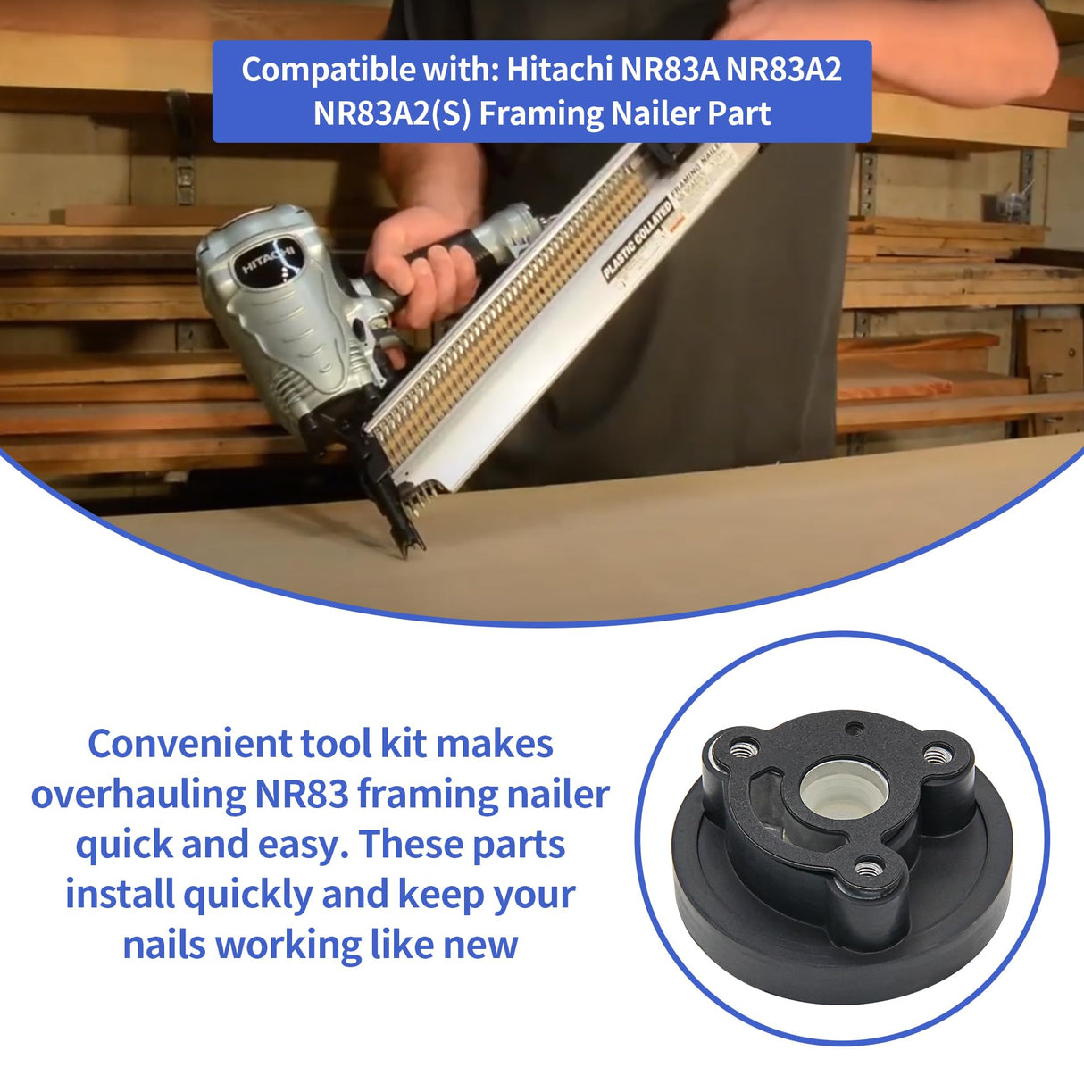 HAKATOP 877-307 Head Cap Gasket Set for Hitachi NR83A NR83A2 NR83A3 NR83A2(S) Framing Nailer Part HAKATOP