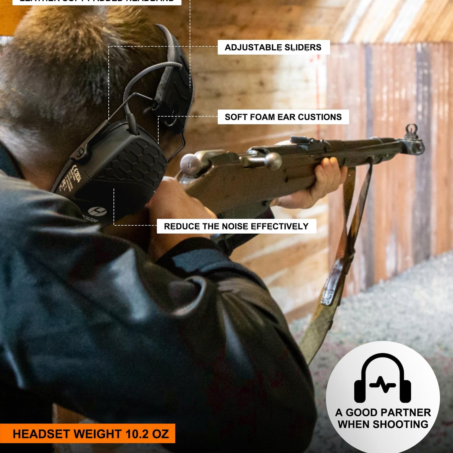 Hocazor Upgrade Bluetooth 5.4 Shooting Ear Protection with Sound Amplify Electronic Digital Safety Ear Muffs Slim Hearing Protector for Shooting Hocazor