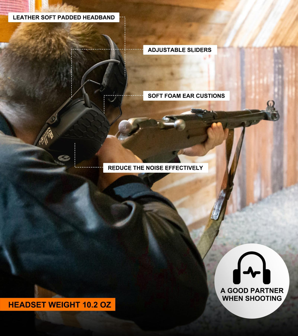 Hocazor Upgrade Bluetooth 5.4 Shooting Ear Protection with Sound Amplify Electronic Digital Safety Ear Muffs Slim Hearing Protector for Shooting Hocazor