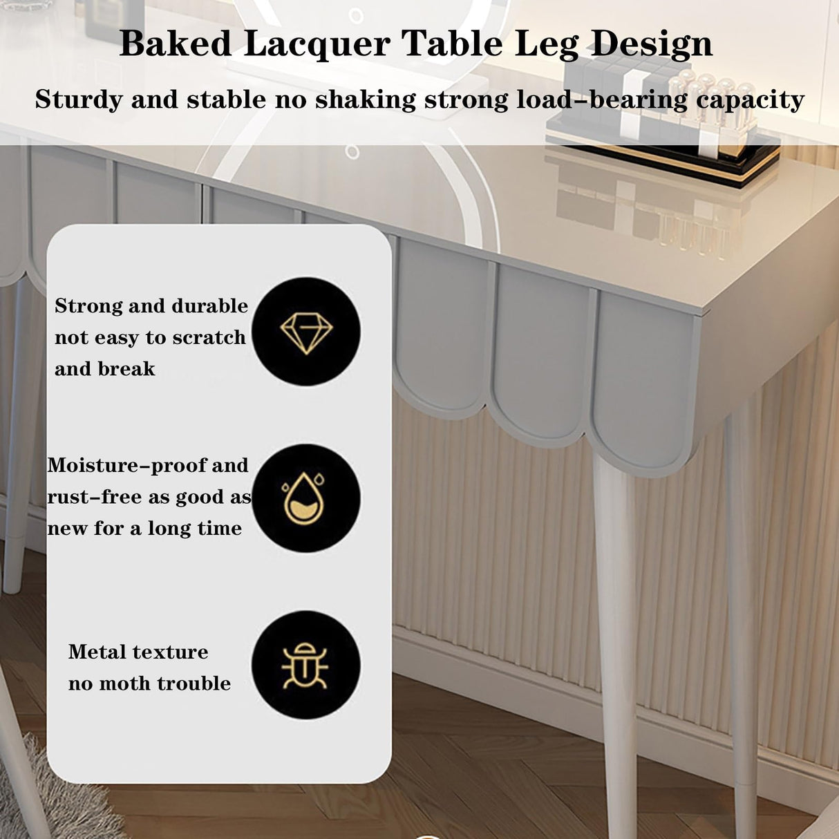 39.4" Makeup Vanity with Lights and Drawers Large-Capacity Storage Space Zoned Storage Vanity Table Set with Mirror High-Definition Mirror Clear QQB