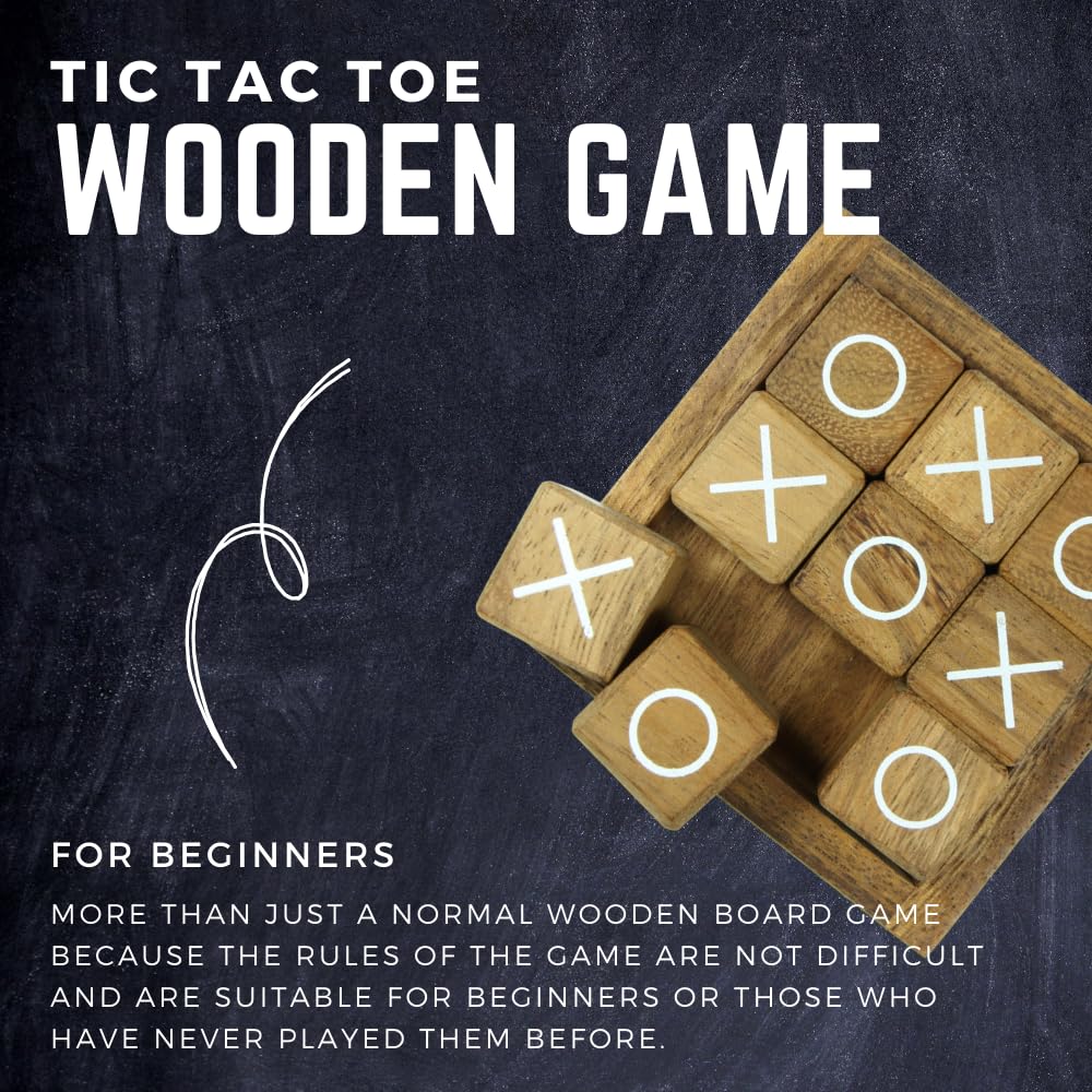 NUTTA - Wooden TIC TAC Toe Game Coffee Table Decor Family Game Night Indoor Outdoor Fun Games for Teens and Adults Classic OX Wood Board Game NUTTA