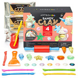 Arteza Kids Air Dry Modeling Clay Kit, 4 x 8-oz Packs Sensory Play Sand, 8 Sandy Clay Tools, 15 Decoration Shells, Art and Craft Supplies Arteza Kids