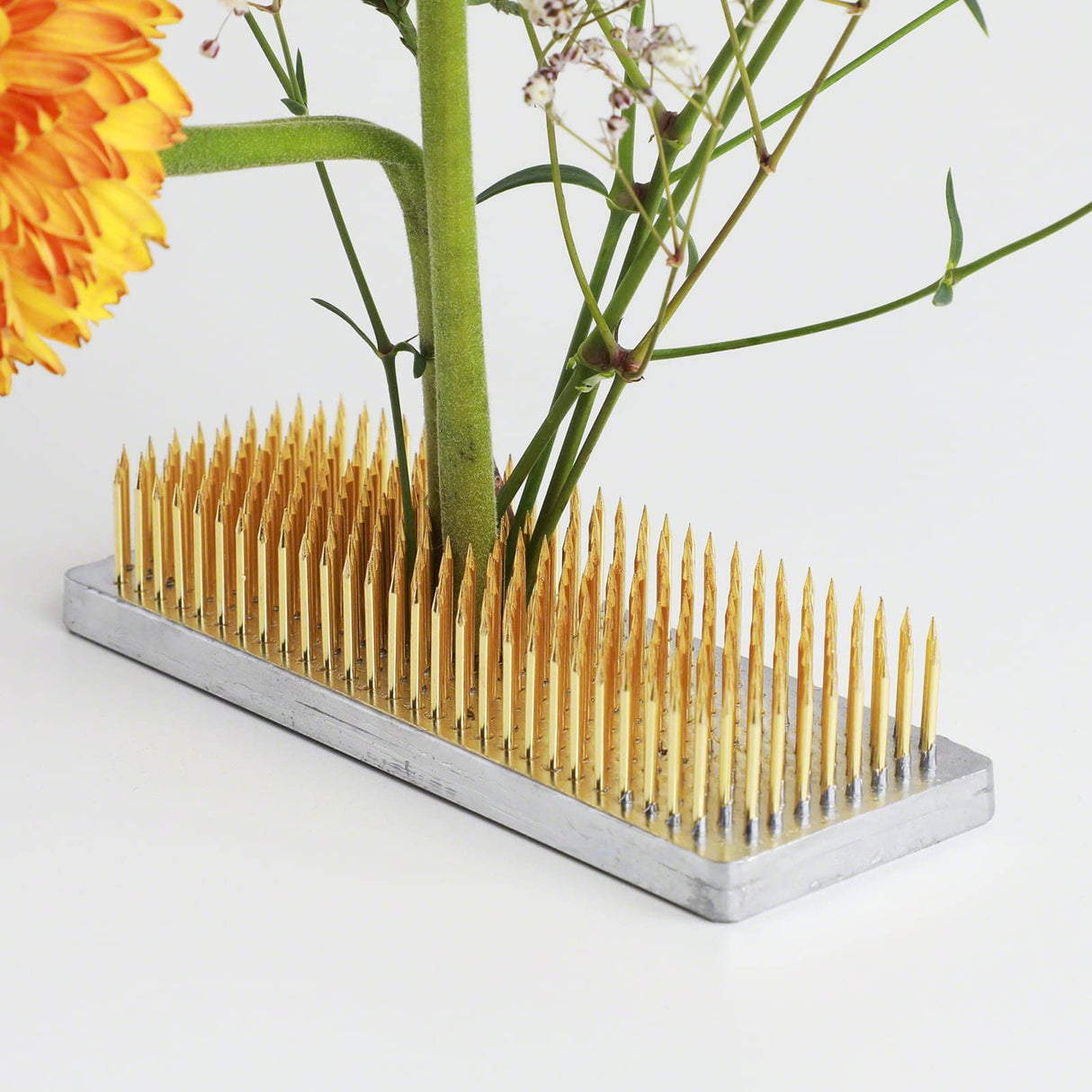 Wazakura Japanese Ikebana Kenzan Long Rectangular Flower Holder 4.7" (120mm), Made in Japan Floral Arranging Pin Frog Tool - (4.7" (120mm) Long Wazakura