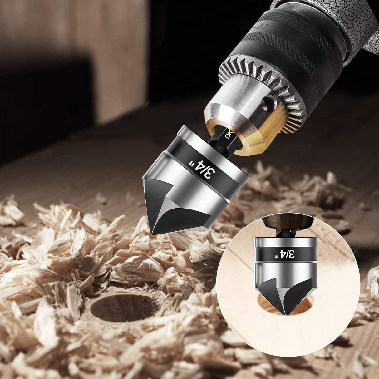 5 Pcs Countersink Drill Bit Set, Industrial Grade M2 High-Speed Steel, 82 Degree, 5 Flute with 1/4” Quick Change Hex Shank, 1/4" to 3/4" Size for DECKRKAT