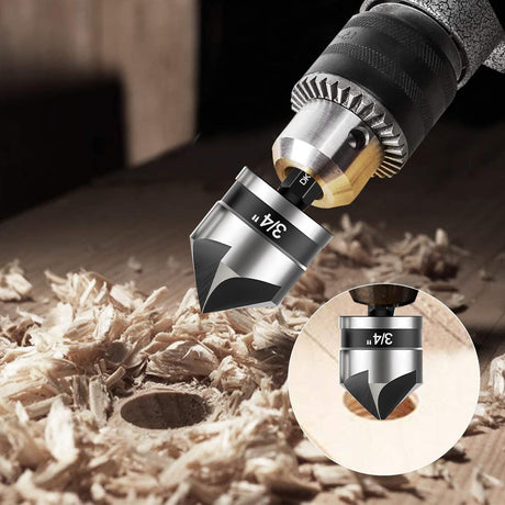 5 Pcs Countersink Drill Bit Set, Industrial Grade M2 High-Speed Steel, 82 Degree, 5 Flute with 1/4” Quick Change Hex Shank, 1/4" to 3/4" Size for DECKRKAT