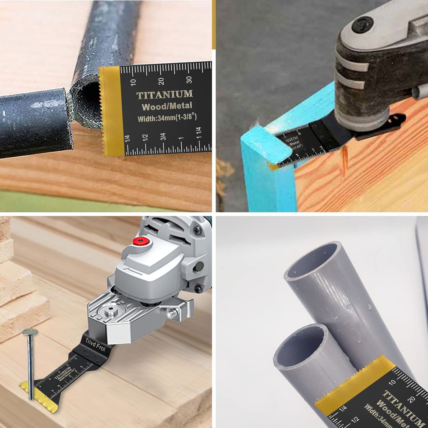 Trivd Frol 10PCS Titanium Multitool Blades, Oscillating Saw Blades Metal Cutting for Nails Wood Plastic and Hard Material Oscillating Tool Blades Kit Trivd Frol