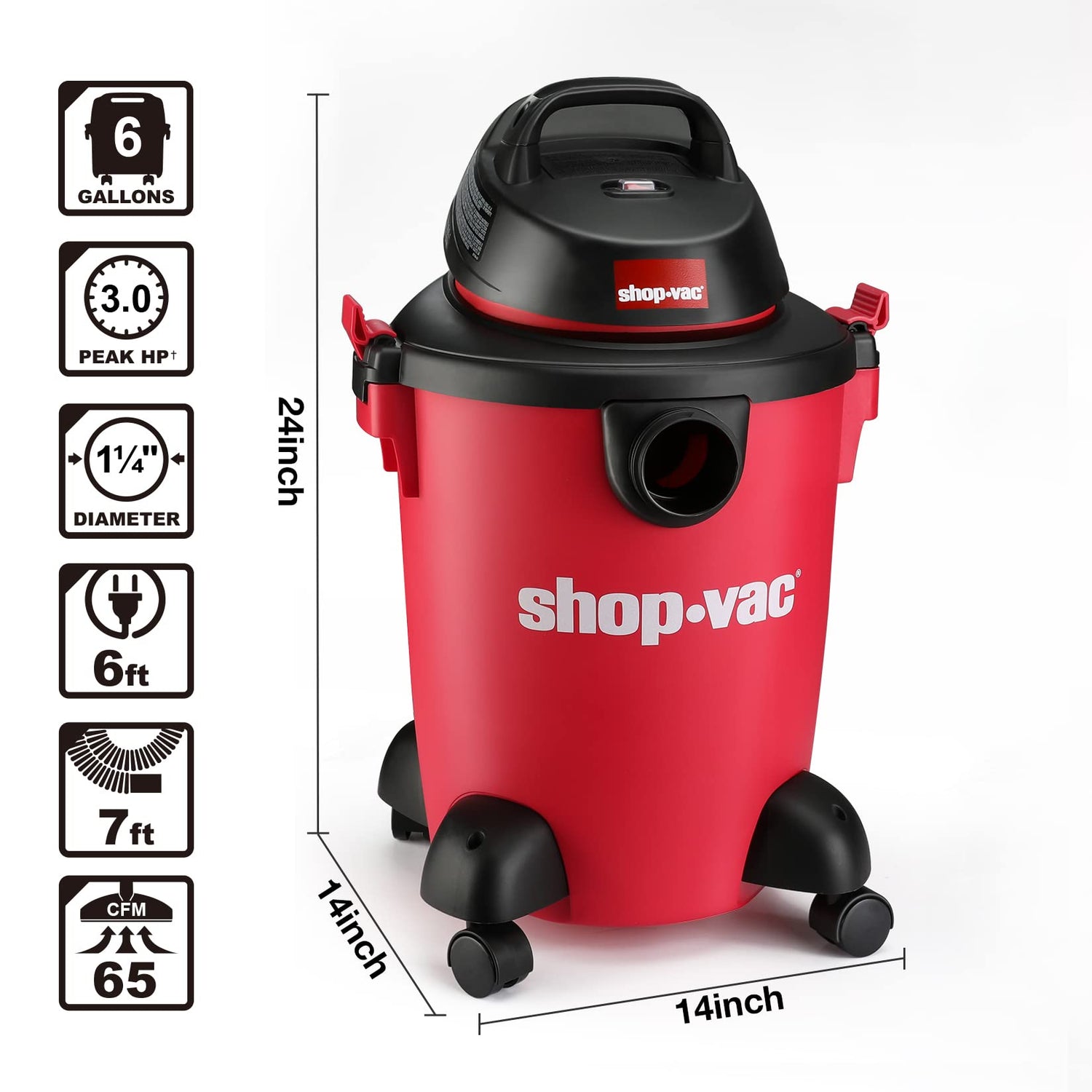 Shop-Vac 6 Gallon 3.0 Peak HP Wet Dry Vacuum, 3 in 1 Function Heavy-Duty Shop Vacuum with Filters, Attachments, Ideal for Home, Jobsite, Garage, Car Shop-Vac