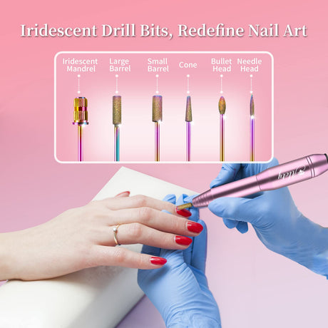 Alety Electric Nail Drill Kit, Portable Electric Nail File for Acrylic Gel Nails, Professional Nail Drill Machine Efile Manicure Pedicure Tools with Alety