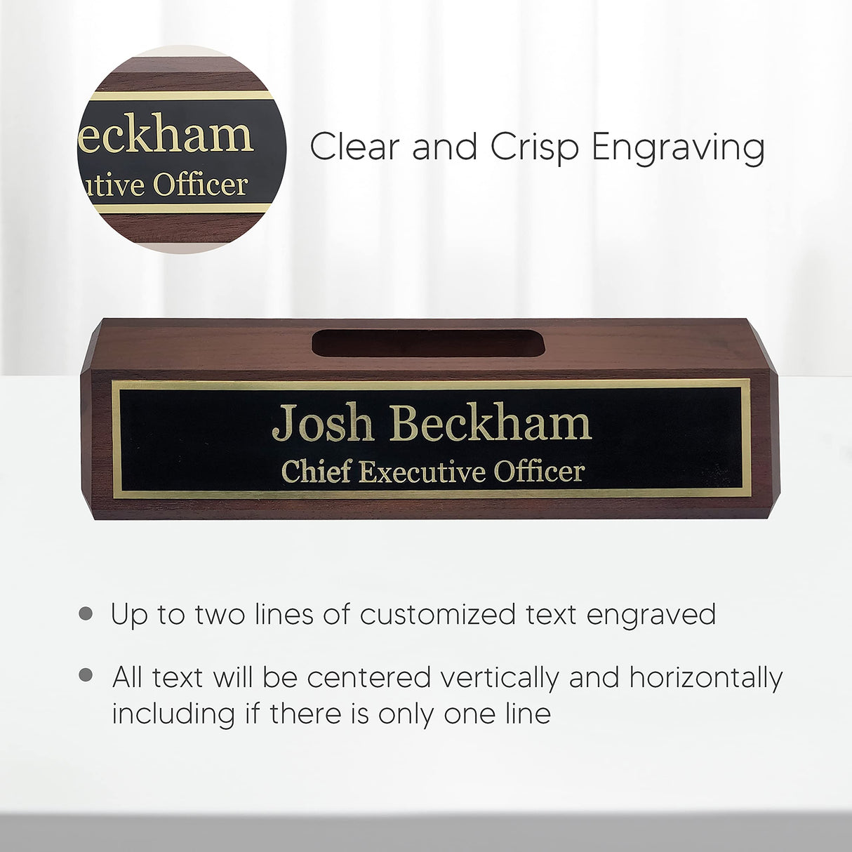 Engraving International Elegant Wood Name Plate for Desk | Custom Desk Name Plate Personalized Gift for Office, The Perfect Engraved Name Plaque - ENGRAVING INTERNATIONAL IF YOU CRAVE IT. ENGRAVE IT