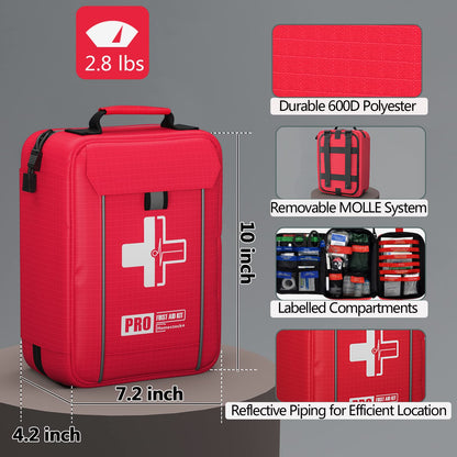 【2024 Upgrade】 Comprehensive First Aid Kit with Labelled Compartments, Molle System Emergency Kits for Car,Home,Hiking, Backpacking, Camping, - WoodArtSupply