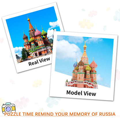 3D Puzzles for Adults & Kids St. Basil's Cathedral Building Set, Russia Cathedral Architecture Craft Model Kits, Educational 3D Jigsaw Puzzle Toy