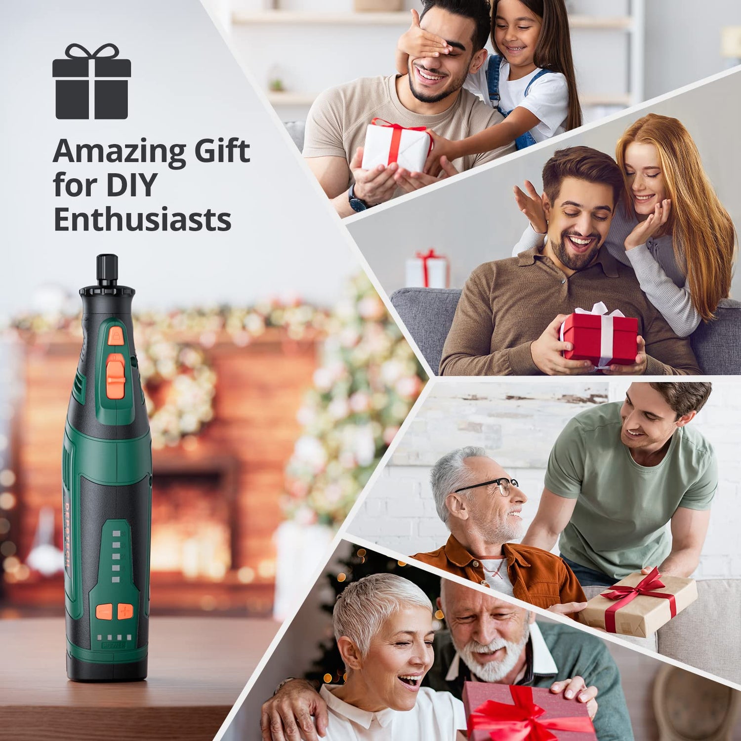 DEPSTECH Cordless Rotary Tool Kit, 8V 2.0Ah Rechargeable Battery, 30000RPM 5-Speed Multi Power Carving Tools, 127Pcs Accessories, Shield Attachment, DEPSTECH