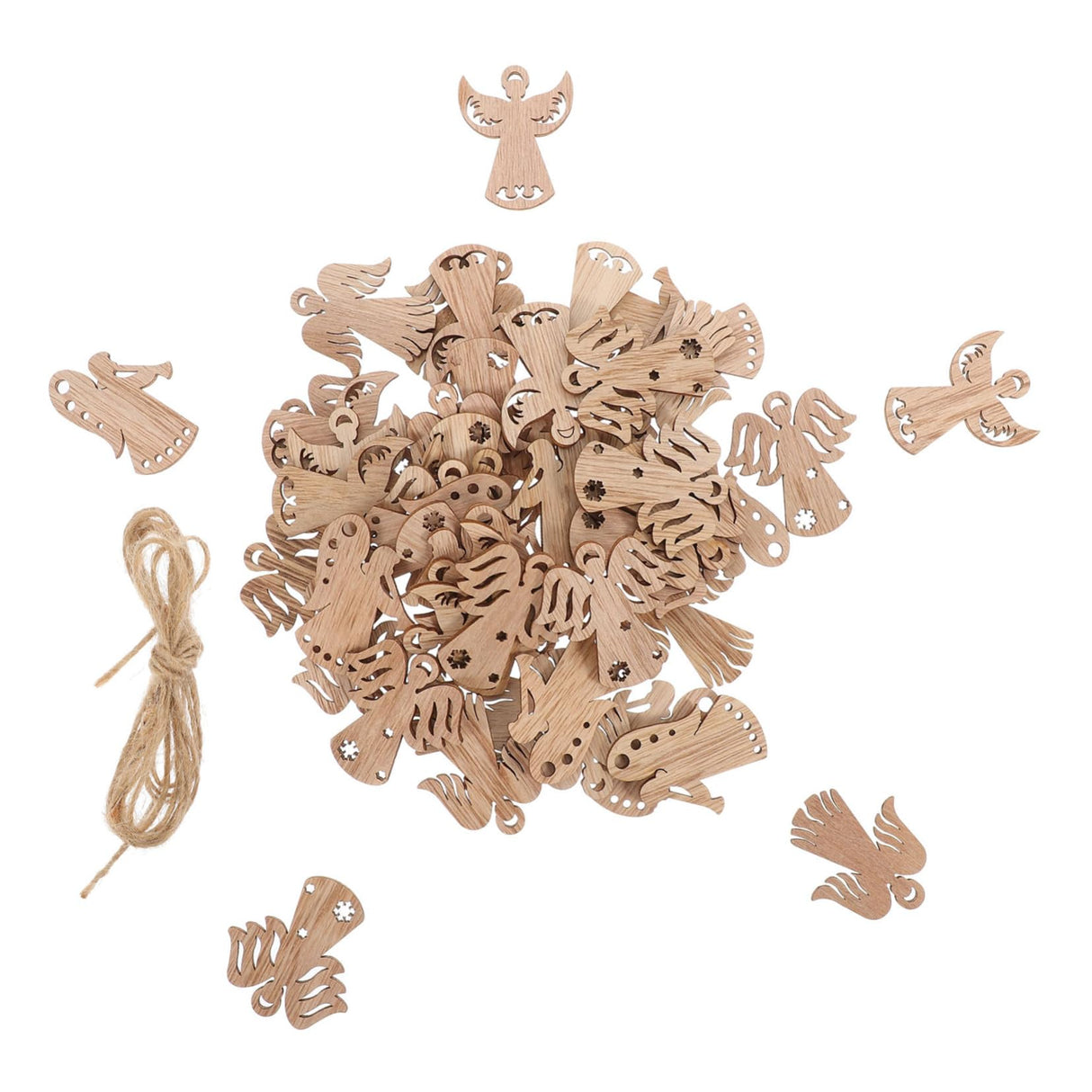 MAGICLULU 50pcs Wooden Angel Pendant Unfinished Wooden Chips Angel Wings for Crafts Christmas Wood Cutouts Blank Angel Wing Angel Christmas Ornaments MAGICLULU