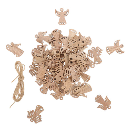 MAGICLULU 50pcs Wooden Angel Pendant Unfinished Wooden Chips Angel Wings for Crafts Christmas Wood Cutouts Blank Angel Wing Angel Christmas Ornaments MAGICLULU