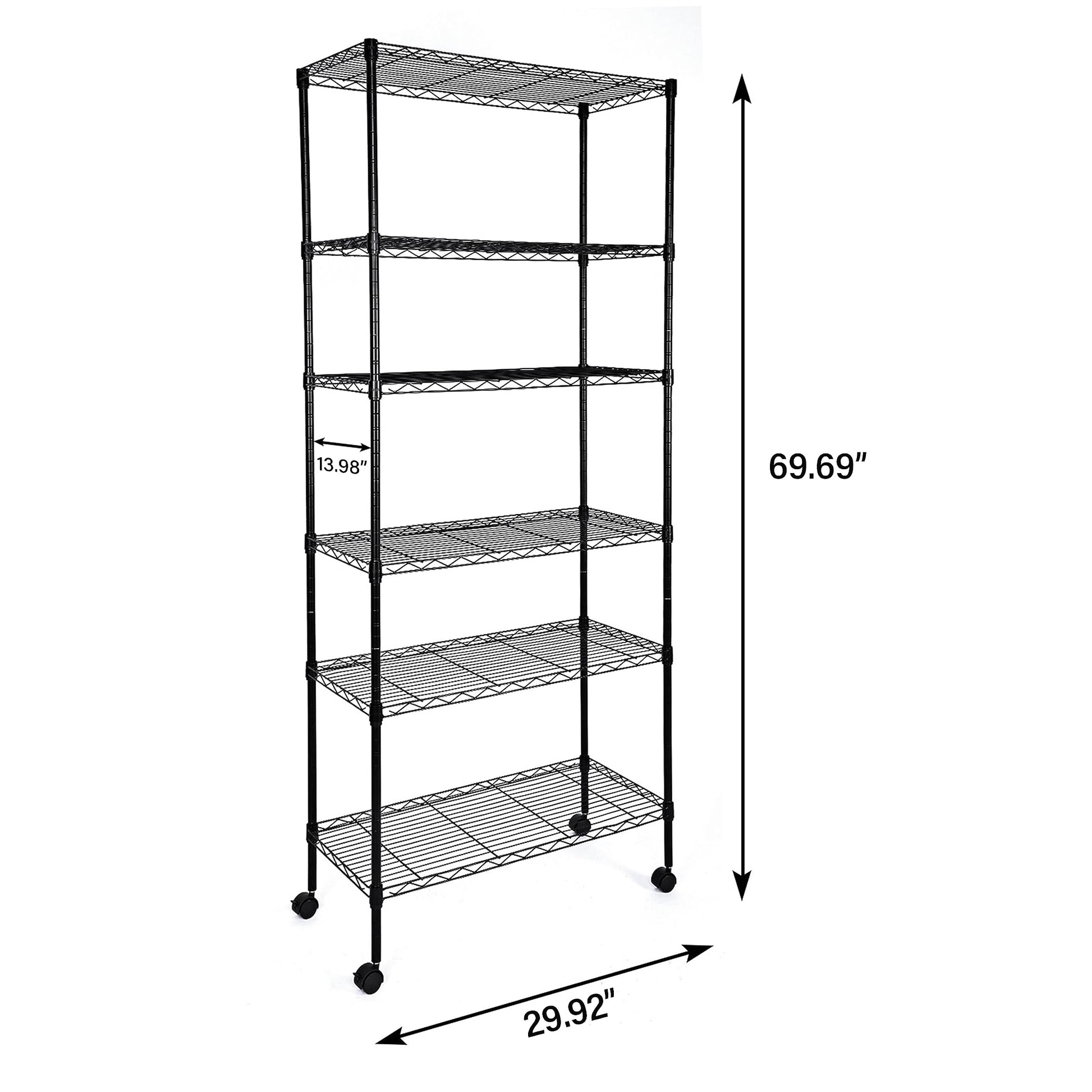 Simple Deluxe Heavy Duty 3-Shelf Shelving with Wheels, Adjustable Storage Units, Steel Organizer Wire Rack, Chrome - WoodArtSupply