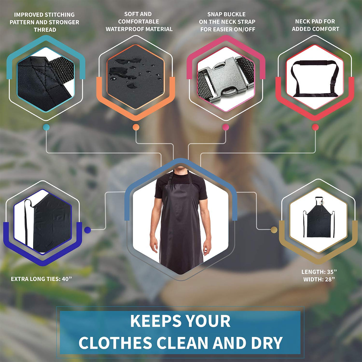 Aulett Home Waterproof Rubber Vinyl Apron - Heavy Duty Rubber Apron Model - Stay Dry - Dishwasher Apron - Industrial Chemical Resistant Plastic - Aulett Home