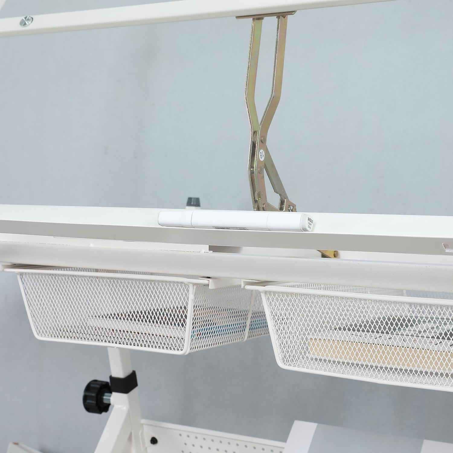 KAAYEE Premium Drawing Draft Table - Height Adjustable Draft Drawing Desk,Up to 72°Tiltable Glass top w/Stool and Drawers for Reading, Writing Art KAAYEE