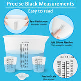Creahaus 1000ML Large Silicone Measuring Cups for Resin, Easy to Read 36oz Silicone Mixing Bowl with 100ML Silicone Resin Mixing Cup, Easy Clean Creahaus