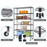 HCB 6-Tier Storage Shelf Heavy Duty Wire Shelving Unit 82"x48"x18" Height Adjustable Metal Steel Wire with Casters for Restaurant Garage Pantry HCB