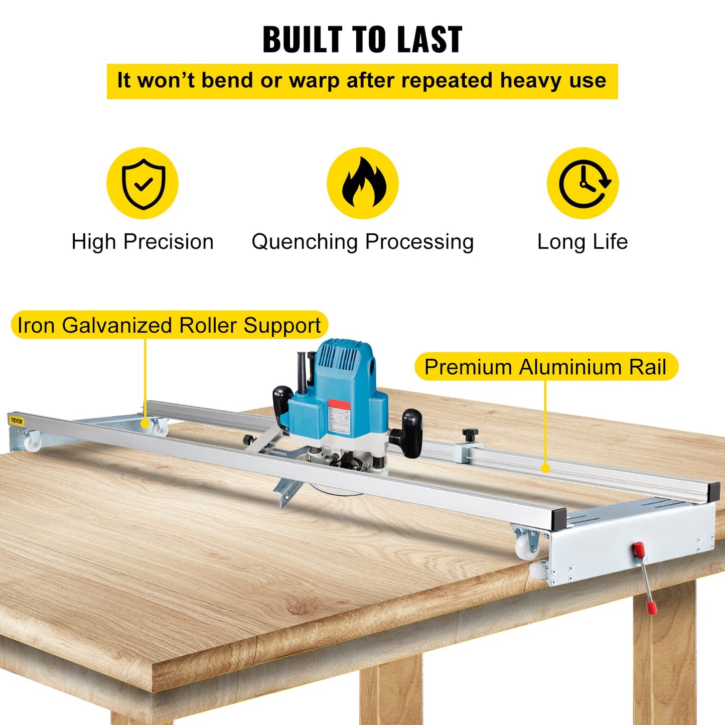 VEVOR Router Sled, 60 inches / 152.4cm Width, Slab Guide Jig for Woodworking with Locking Function, Portable and Easy to Adjust, Trimming Planing