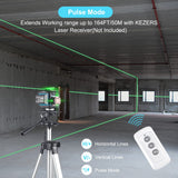 KEZERS Laser Level 360 Self Leveling,4 x 360 Laser Level with Screen Green Laser Level Line tool Leveling and Alignment Laser Tool with Pulse Mode KEZERS