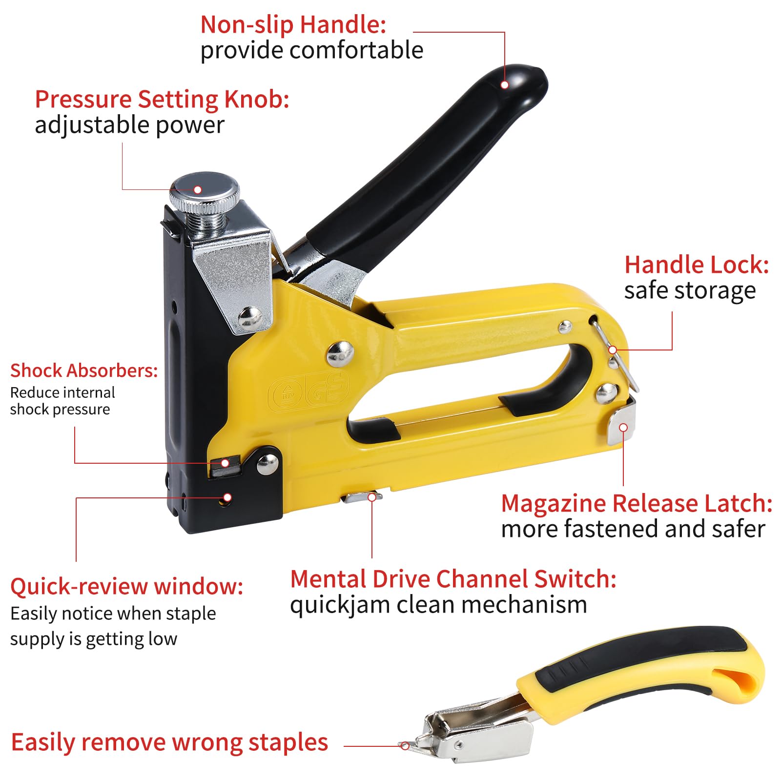 AIBOVI 4 in1 Staple Gun Heavy Duty,Upholstery Manual Brad Nailer Power Adjustment Stapler Gun for Wood,Crafts,Carpentry,Decoration DIY (Stapler - WoodArtSupply