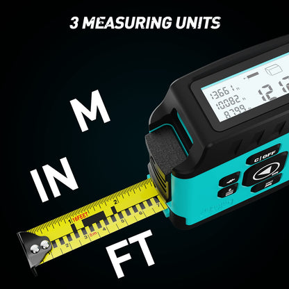 2-in-1 Digital Tape Measure - Ft/Ft+in/in/M 16Ft Tape Measure, Backlit Display USB Rechargeable Tape Measure with Display, 20 Groups Historical