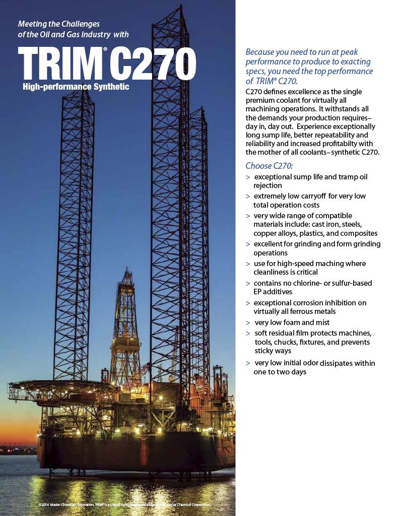 TRIM Cutting & Grinding Fluids C270/5 High Performance Synthetic Coolant, 5 gal Pail Trim