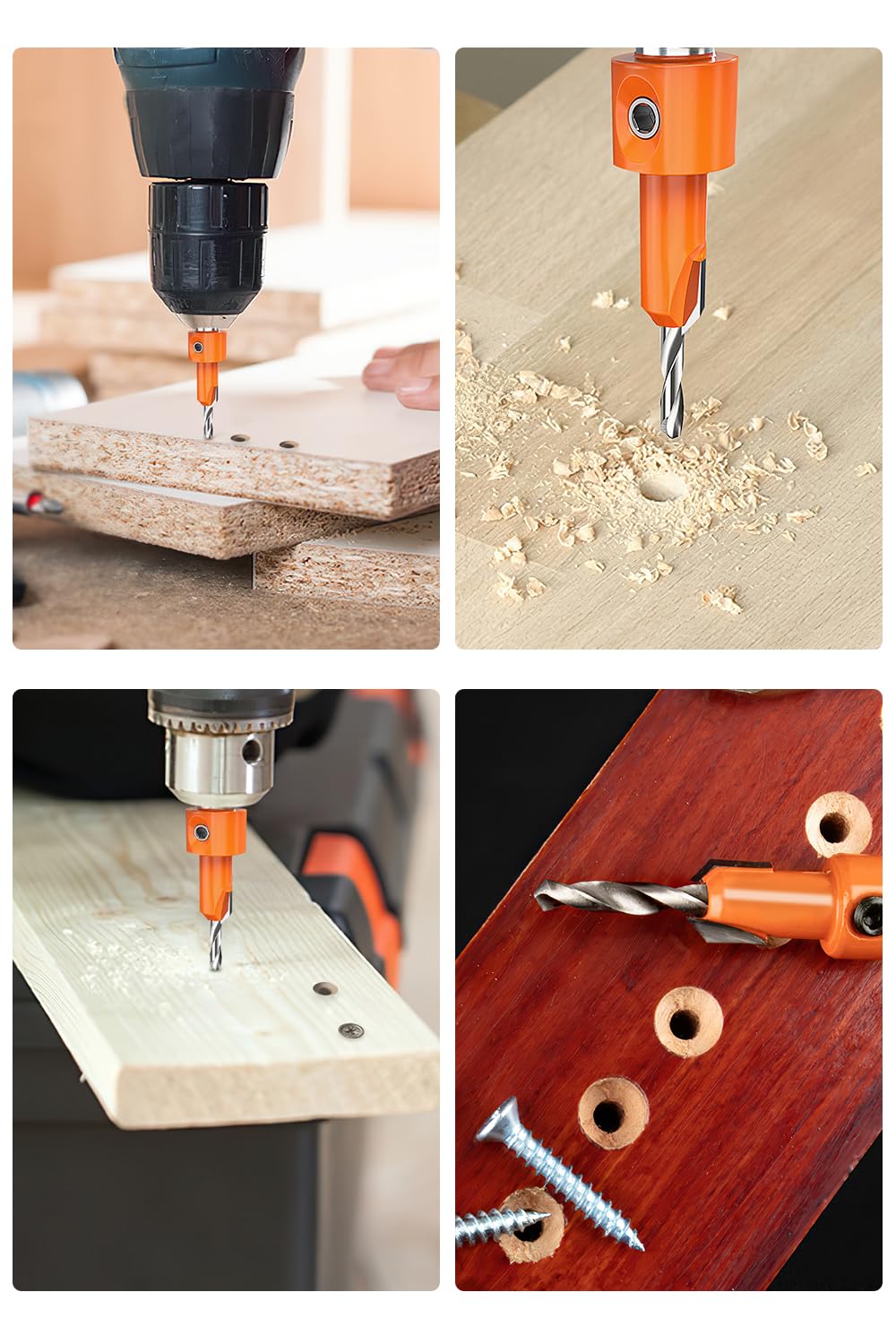 Lytool Countersink Drill Bit Set,5Pcs Counter Sink Drill Bit for Wood,1/4" Hex Shank Tapered Drill Bits for Woodworking and Carpentry,Quick Change Lytool