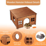 Large Wood Guinea Pig Hideout with Windows,Hamster House Hideout,Small Animals Pets Houses Hideouts,Suitable for Chinchilla,Hamsters and Small Rabbit WHEARTED