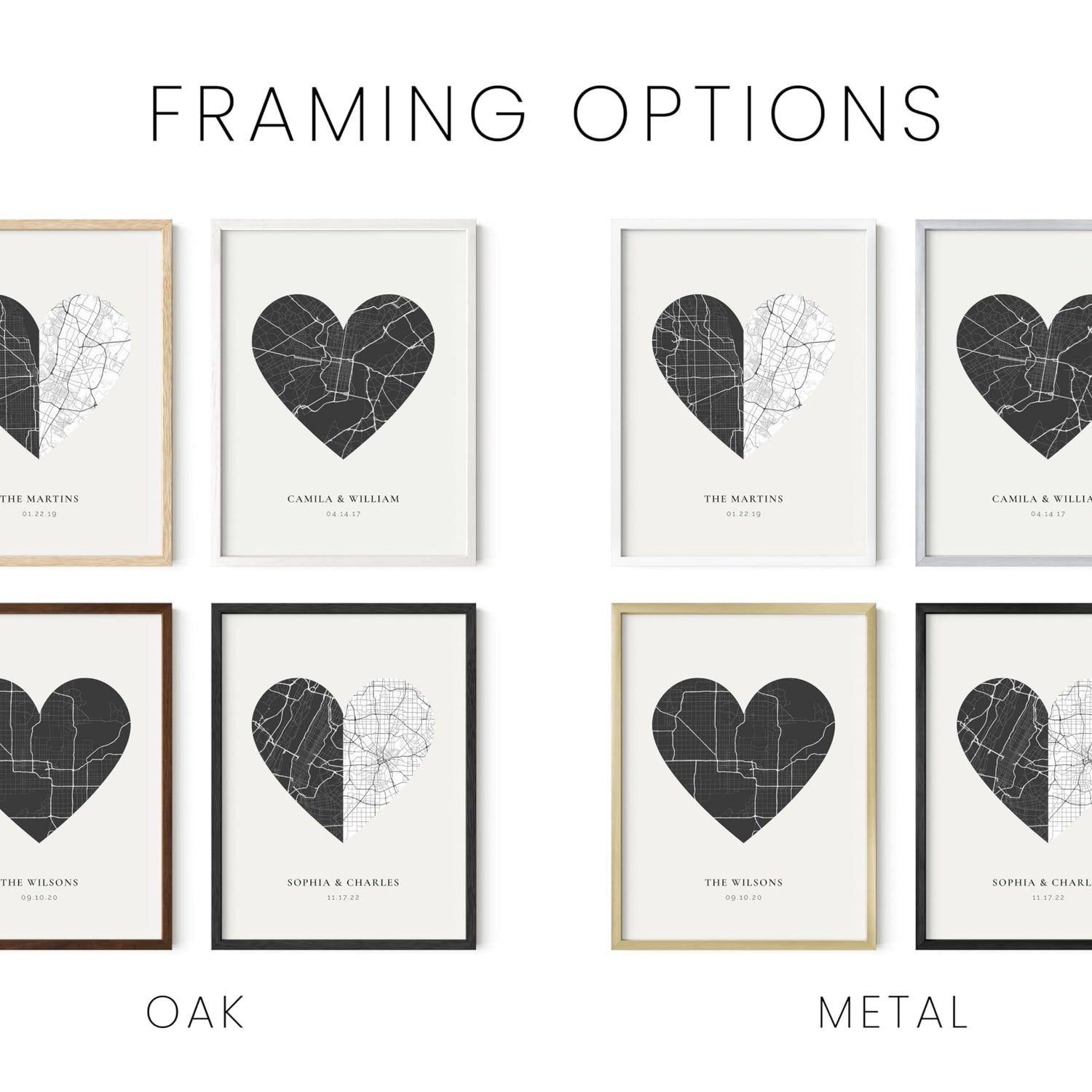 HAUS AND HUES Custom Heart Shaped Map Poster - Personalized Gift for Him & Her - Unique Couples Poster - Gift for Wedding, Newlyweds, Anniversary, HAUS AND HUES