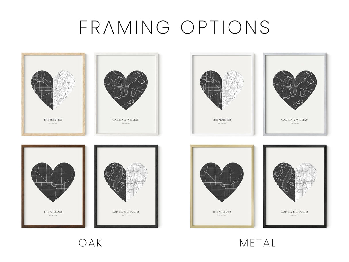 HAUS AND HUES Custom Heart Shaped Map Poster - Personalized Gift for Him & Her - Unique Couples Poster - Gift for Wedding, Newlyweds, Anniversary, HAUS AND HUES