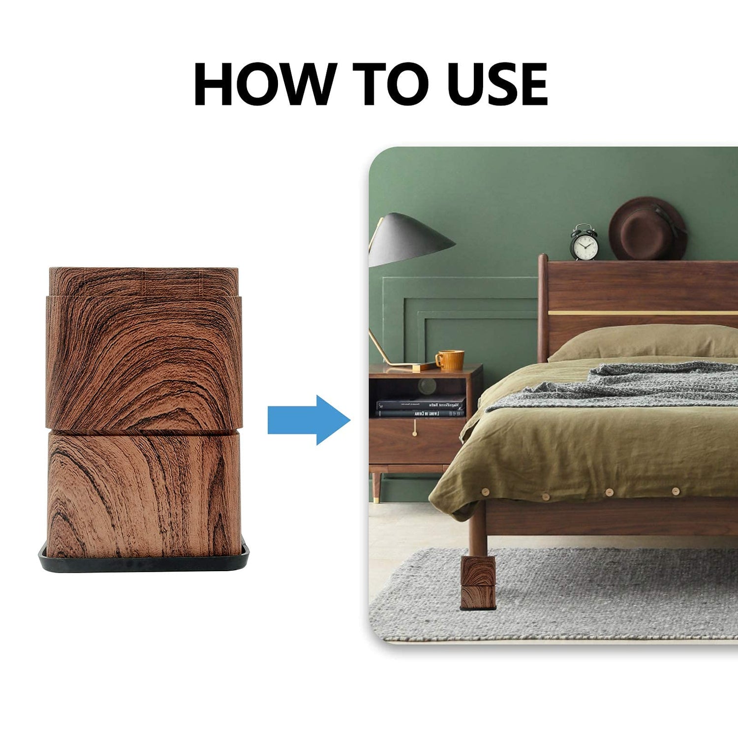 BTSD-home 3 Inch Wood Bed Risers Furniture Risers Bed Frame Lifters in Heights of 3 or 6 Inch Heavy Duty Set of 4 Square BTSD-home