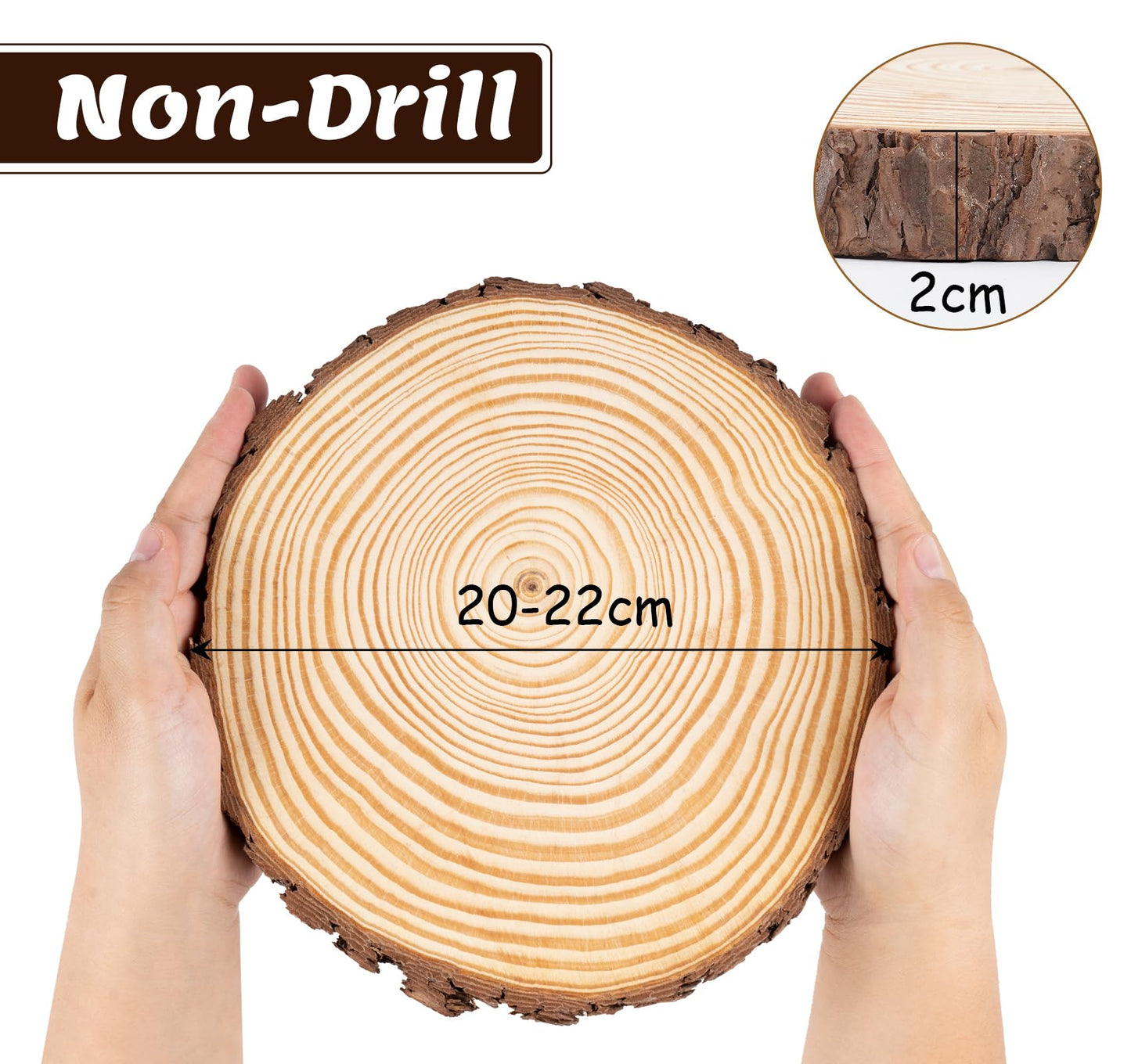 Lemonfilter Natural Wood Slices Craft Wood Kit Wooden Circles Unfinished Log Wooden Rounds for Arts Crafts Wedding Christmas DIY Projects (20-22CM)