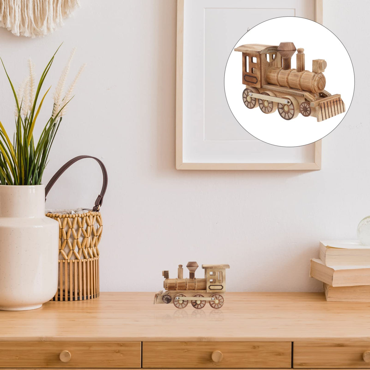 BESPORTBLE Wooden Crafts Wood Steam Train Figurine Train Model Retro Locomotive Ornaments Steampunk Statue Train Gifts Wood Crafts Desktop Decor for BESPORTBLE