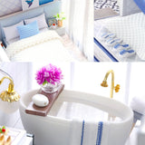 DIY Miniature Dollhouse Kit,UniHobby Time Apartment DIY Dollhouse Kit with Wooden Furniture Light Gift House Toy for Adults UniHobby