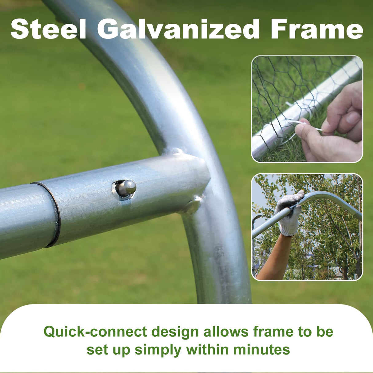 Chicken Coop Large Metal Chicken House Chicken Pen Outdoor for More Than Chickens Poultry Cage with Waterproof Cover for Rabbits Duck Walk-in Chicken CHIKENCOOP