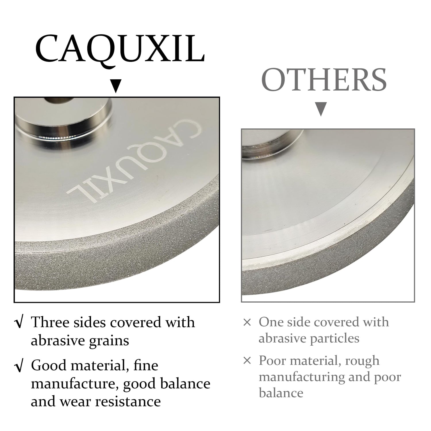 CAQUXIL CBN Grinding Wheel 8 inch, 1" Wide, 5/8" Arbor, Sharpening High Speed Steel Tools Woodturning Tools, for Bench Grinders, 320 Grit CAQUXIL