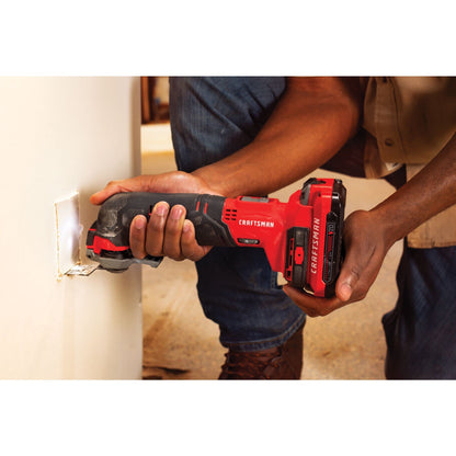 CRAFTSMAN V20 Cordless Multi-Tool, Oscillating Tool Kit, Blades, Sand Paper, Battery and Charger Included (CMCE501D1)