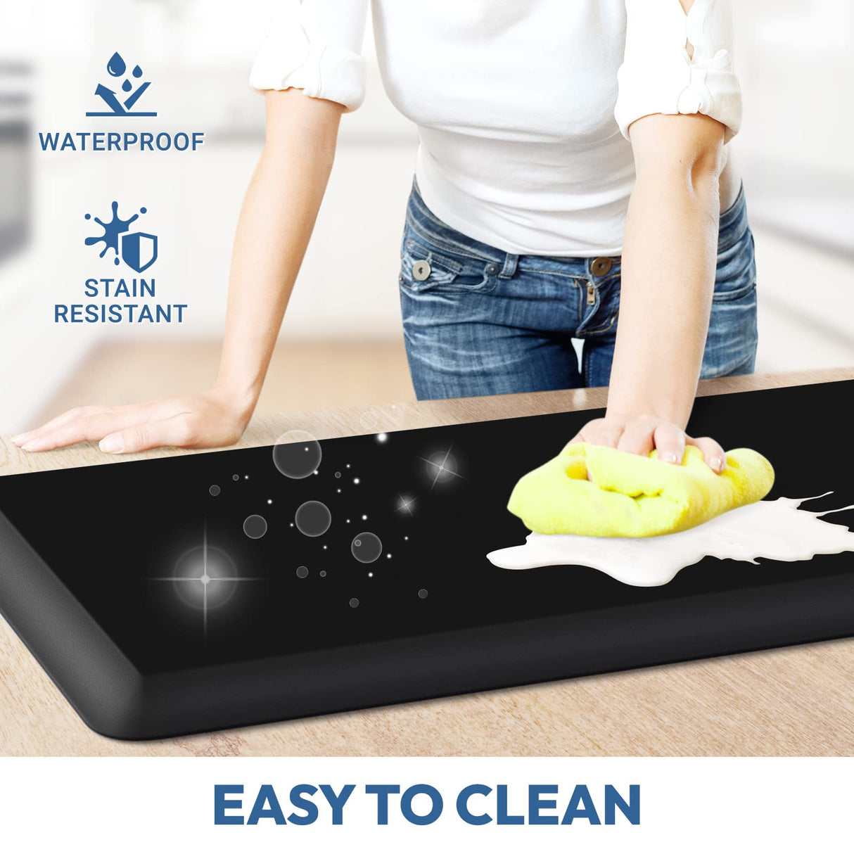 4/5 Inch Thick Kitchen Mat - Cushioned Anti Fatigue Mats for Kitchen Floor - Easy to Clean, Waterproof, Non-Slip Kitchen Rug for Sink, Office, StepLively