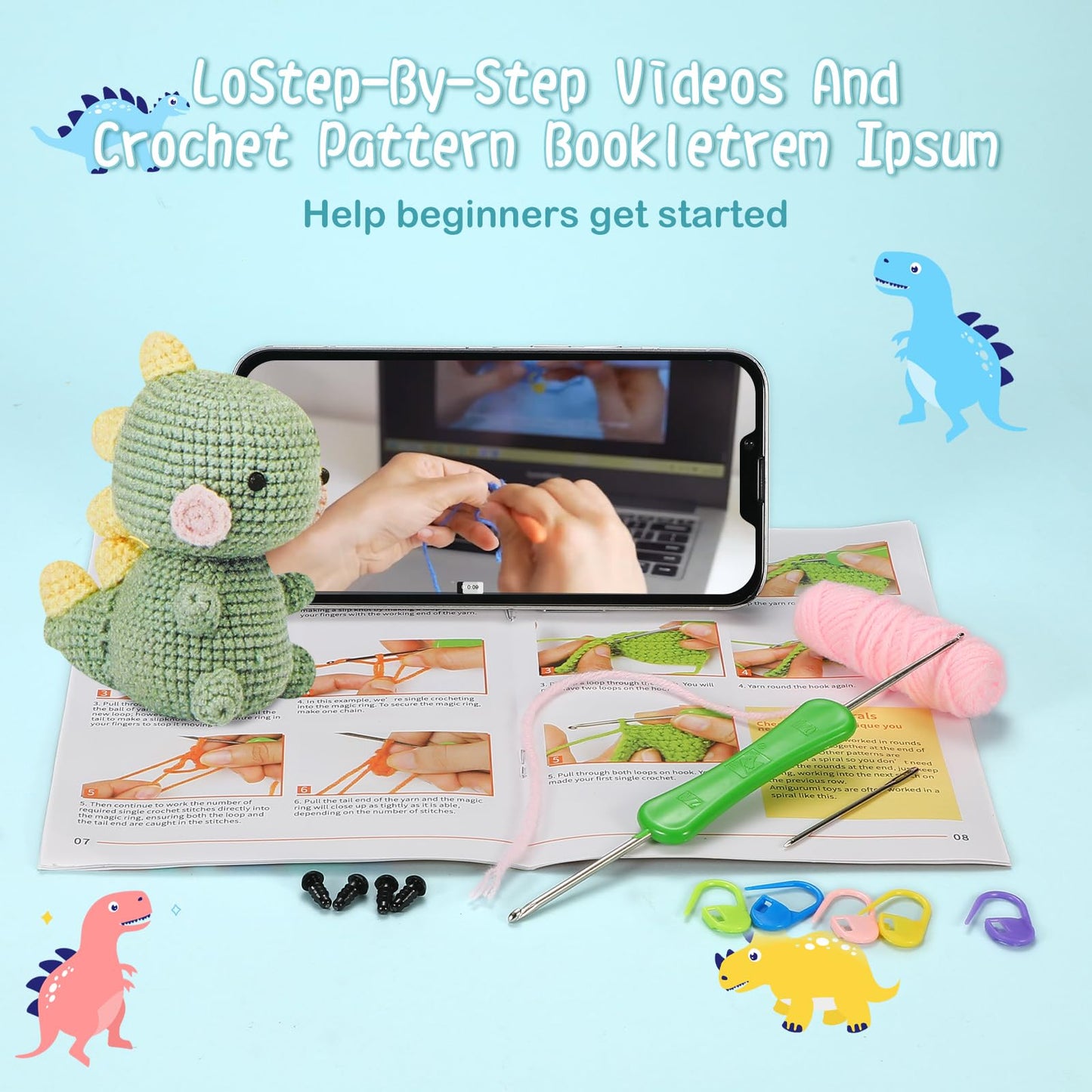 OFUSUY Crochet Kit for Beginners, Knitting Crochet Kits, Beginners Crochet Kit, Crochet Animal Kit with Step by Step Video Tutorial, DIY Craft Hobby - WoodArtSupply