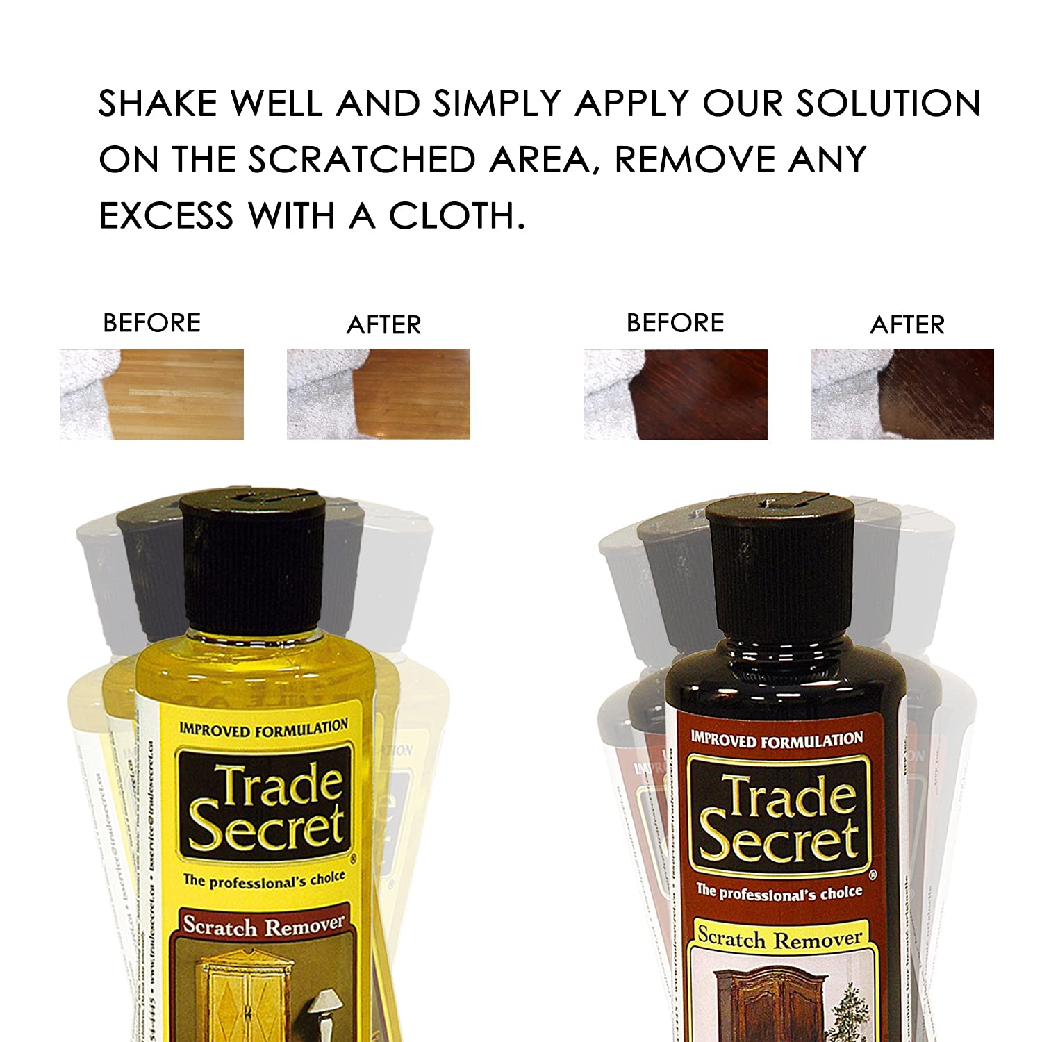 Trade Secret Scratch Remover for Wood Furniture and Floor Cover Nicks and Scratches, Camouflage Minor Defects (8oz / 236 Ml)… (Light and Dark) Trade Secret