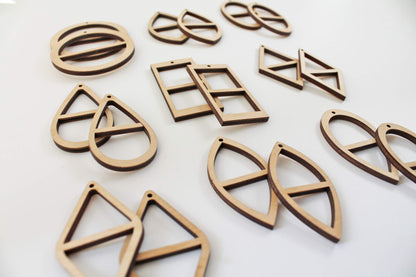 18 Unfinished Wood Laser Cutout Earrings Jewelry Crafts Blanks with Double Window Cutouts - WoodArtSupply