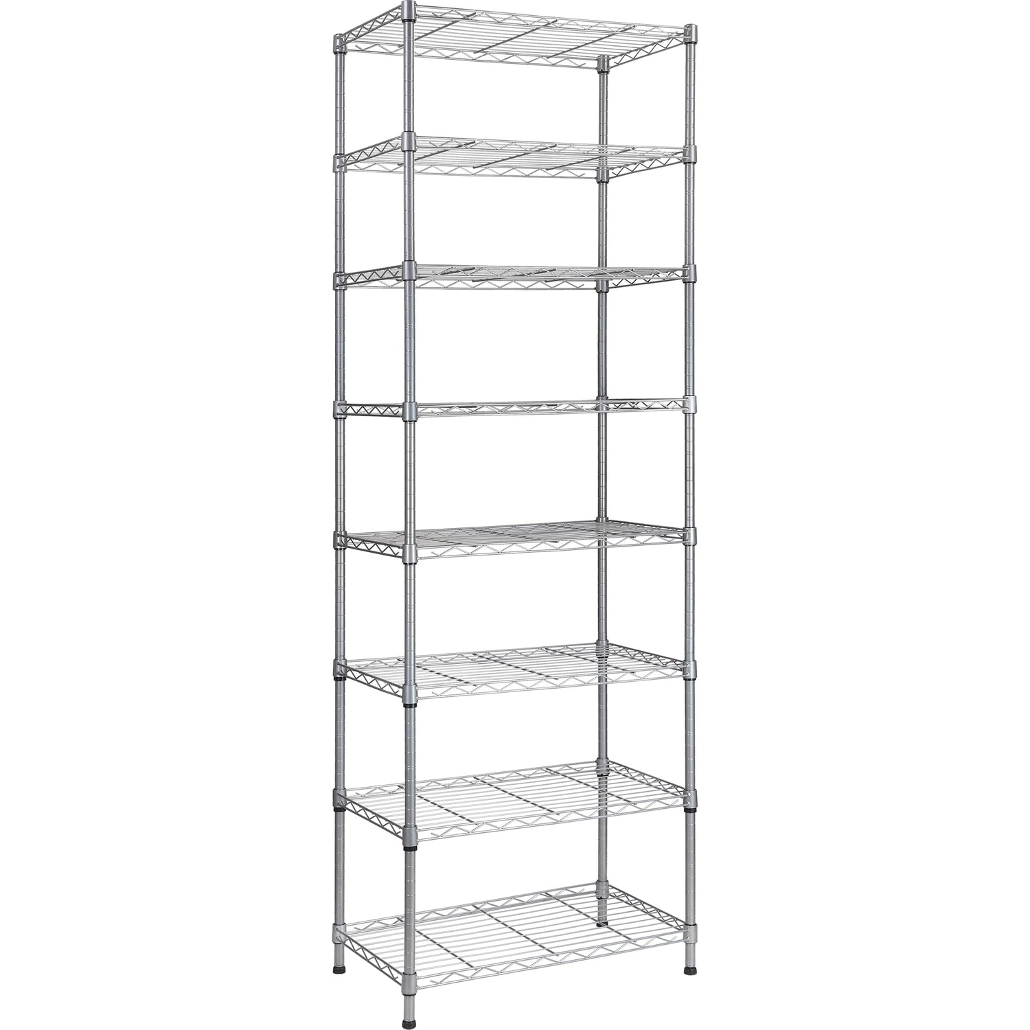 REGILLER 8-Wire Shelving Metal Storage Rack Adjustable Shelves,Standing Storage Shelf Units for Laundry Bathroom Kitchen Pantry Closet (Silver,23.9L REGILLER