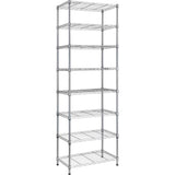 REGILLER 8-Wire Shelving Metal Storage Rack Adjustable Shelves,Standing Storage Shelf Units for Laundry Bathroom Kitchen Pantry Closet (Silver,23.9L REGILLER